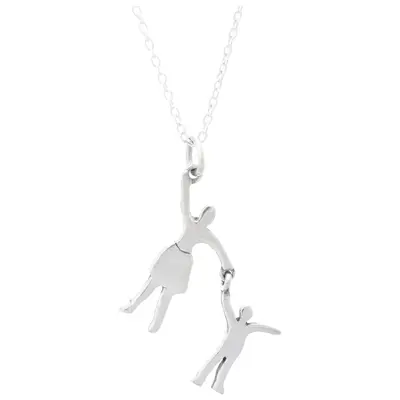 Mother & Daughter Silhouette Sterling Necklace - Human