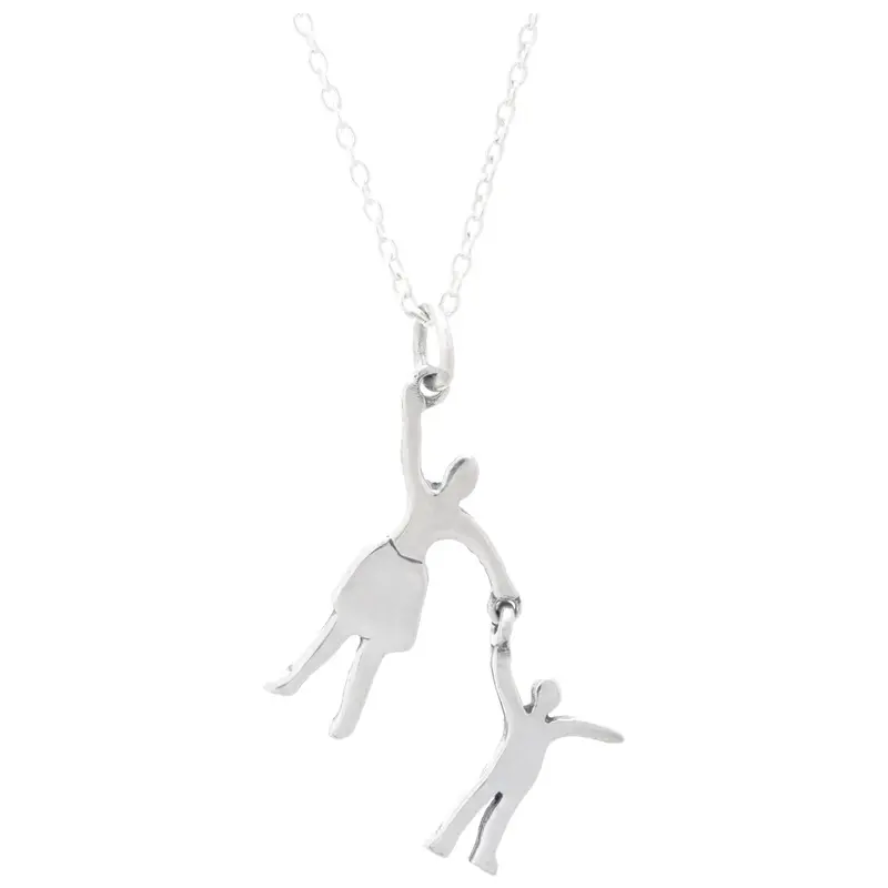 Mother & Daughter Silhouette Sterling Necklace - Human