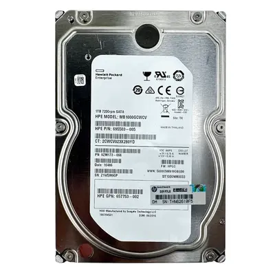 695503-005 HP 1TB 7200RPM SATA 6GB/s Hot-Pluggable 3.5-Inch LPc Hard Drive for ProLiant Gen8/Gen9/Gen10/Gen10+/Gen11 Servers