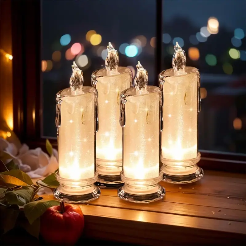 LED Candle Light, 1 Set Battery Powered Christmas Flameless Candle Light Ornaments, Decorative Candle Light for Home Party We...