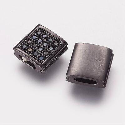 Brass Micro Pave Cubic Zirconia Beads