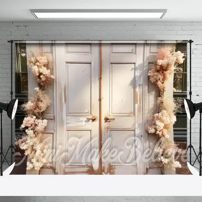 White Door Floret Photo Birthday Cake Smash Backdrop - Aperturee