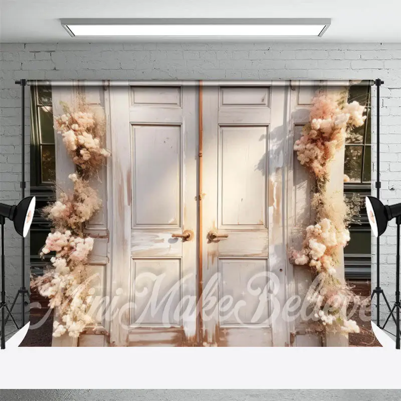 White Door Floret Photo Birthday Cake Smash Backdrop - Aperturee