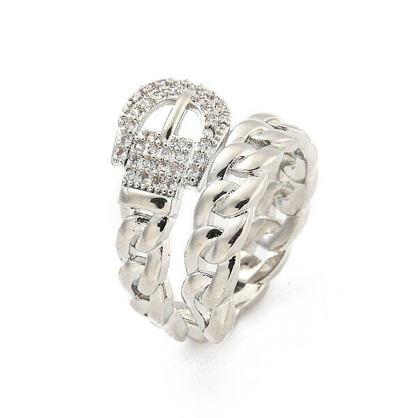 Brass Micro Pave Cubic Zirconia Cuff Rings