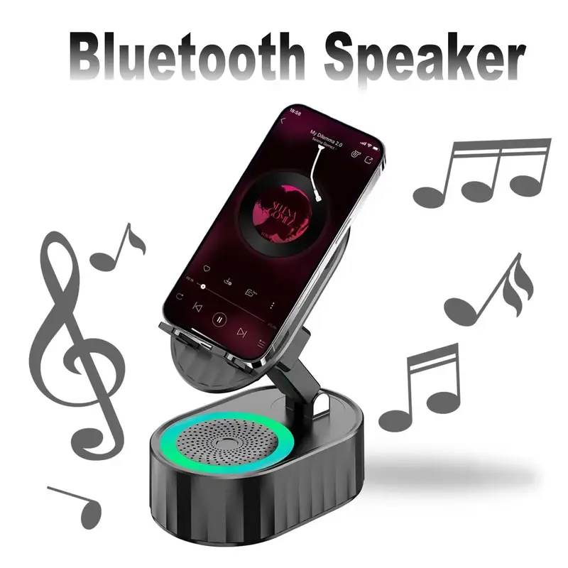 5in1 Wireless Speaker Cell Phone Stand with Bluetooth/Induction Audio & Atmosphere Light/Power Bank, 5.3 HD Surround Subwoofe...