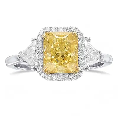 10K White Gold 2.6 CT.T.W Yellow Moissanite Wedding Ring