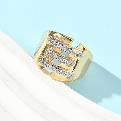 Brass Micro Pave Cubic Zirconia Cuff Rings