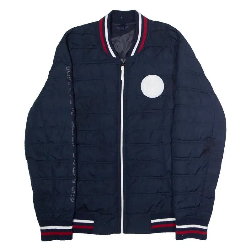 MICHAEL KORS Padded Mens Biker Jacket Blue L