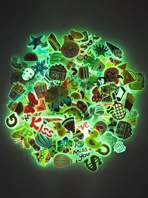 Random Glow in the Dark Clogs Charms, 50pcs Fashionable Novelty Shoes Decorations for Clogs Design, Dazzling Glamour Trendy H...