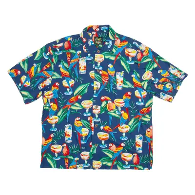 BENNY'S Mens Hawaiian Shirt Blue Animal Print L