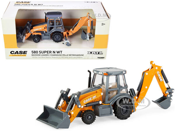 Case 580 Super N WT Backhoe Loader Orange and Gray \