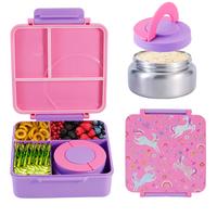 Cartoon Pattern Bento Box with 8oz Soup Thermo,  Lunch Food Containers with 4 Compartment, Thermo Insulated Hot Food Jar for ...
