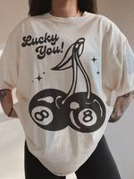 Lucky You Cherry 8 Ball Tee, graphic tee, aesthetic st Patrick’s day shirt