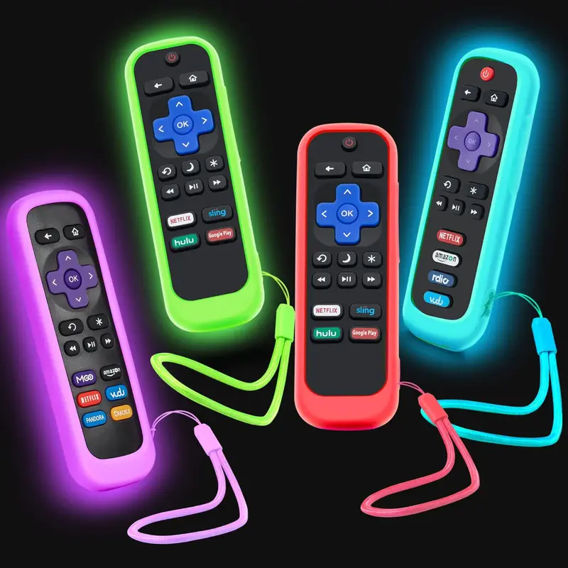 4Pack Case for Roku Remote, Cover for Hisense/TCL Roku TV Steaming Stick/Express Universal Replacement Controller Silicone Sl...