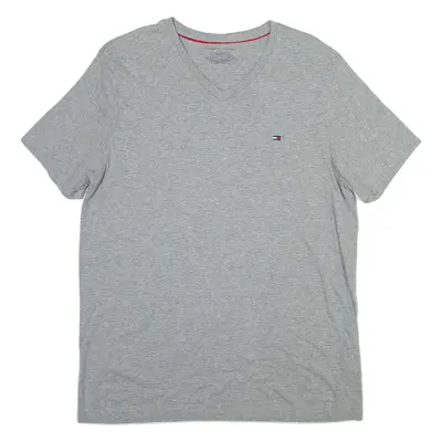 TOMMY HILFIGER Mens T-Shirt Grey V-Neck M
