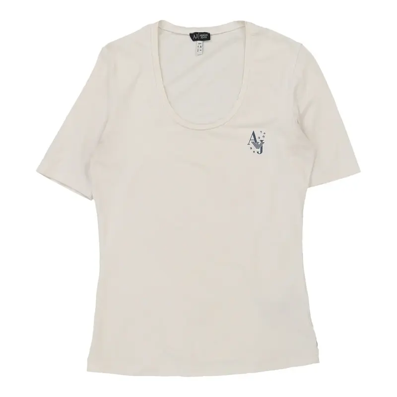 Armani Jeans T-Shirt - Medium White Cotton Blend