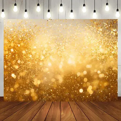 Golden Glitter Bokeh Backdrop For Birthday Party