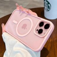 New Acrylic Magnetic Clear Case For iPhone 16 15 14 13 12 11 Pro X XS Max 16 Plus Magsafe Wireless Charge Girls Pink Hard Bac...