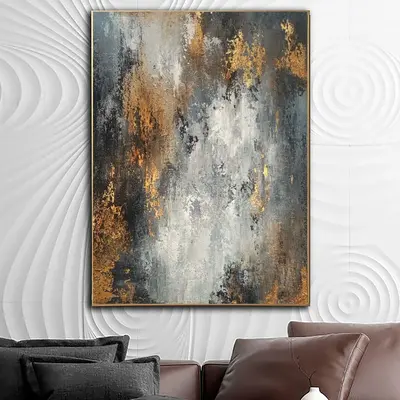 Original Abstract Painting on Canvas 40x30 Gold Leaf Painting Wall Art Heavy Textured Artwork Custom Wall Decor New Apartment...