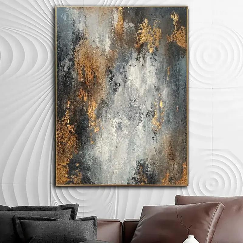 Original Abstract Painting on Canvas 40x30 Gold Leaf Painting Wall Art Heavy Textured Artwork Custom Wall Decor New Apartment...