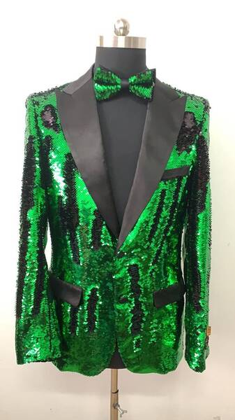 Sequin Blazer - Black Green