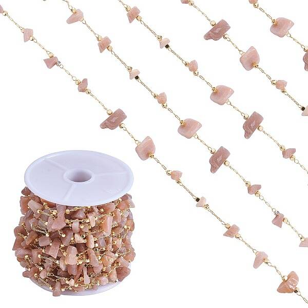 Natural Sunstone Chips Beaded Chains