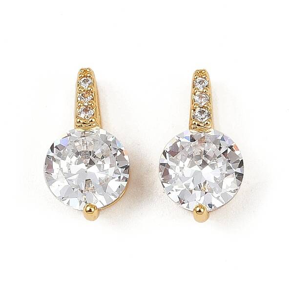 Brass Micro Pave Clear Cubic Zirconia Charms