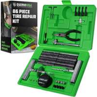 Rhino USA Tire Repair Kit (86-Piece) Professional Heavy Duty Tire Plug Kit to Fix Punctures & Patch Flats