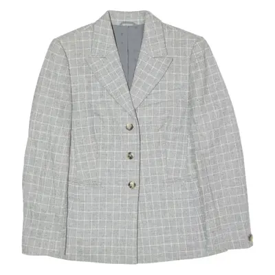 AIGNER Womens Blazer Jacket Grey Wool Check UK 12