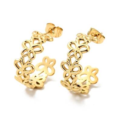 Ion Plating(IP) 304 Stainless Steel Butterfly Wrap Stud Earrings