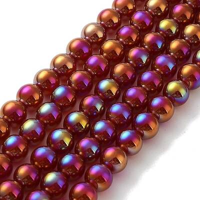 Electroplated Natural Red Agate Beads Strands