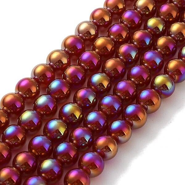 Electroplated Natural Red Agate Beads Strands