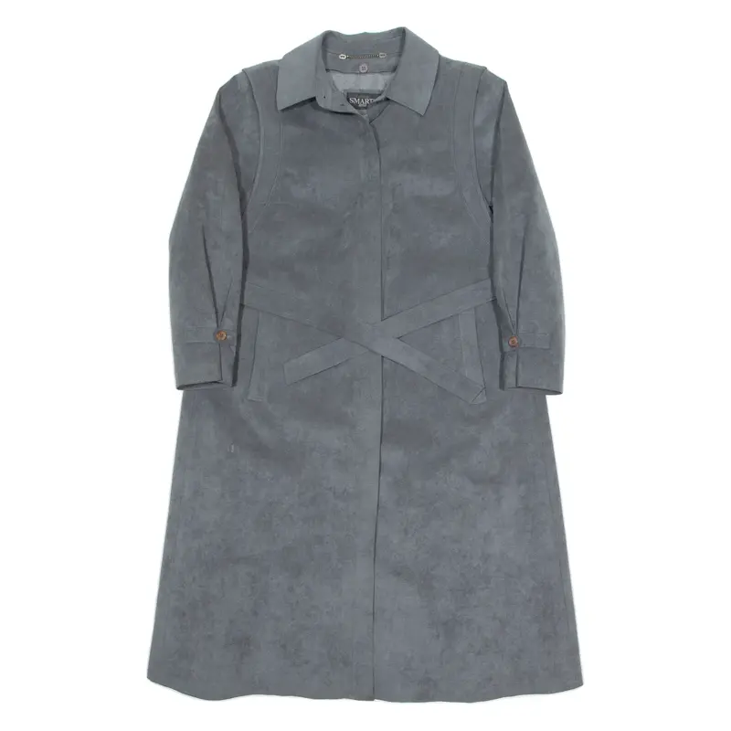 SMARTI Belted Suede Feel Womens Trench Coat Grey M