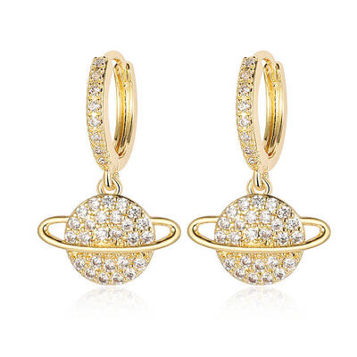Brass Micro Pave Clear Cubic Zirconia Hoop Earrings