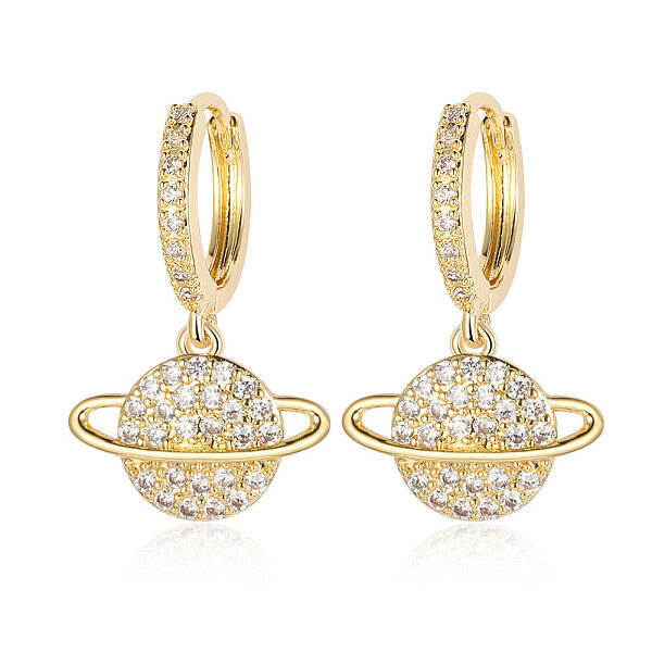 Brass Micro Pave Clear Cubic Zirconia Hoop Earrings