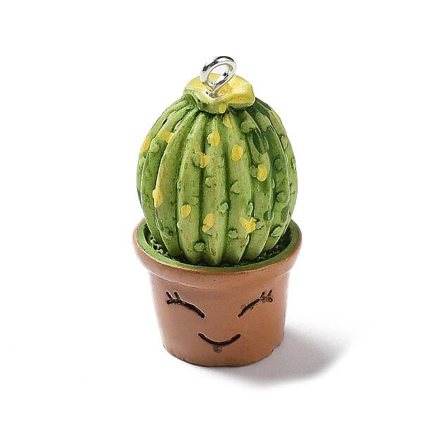 Cactus Pot Green Plant Resin Pendants