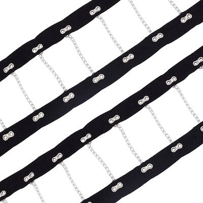 2 Yards Steel Riveted Hook & Eye Tape with Iron Chain