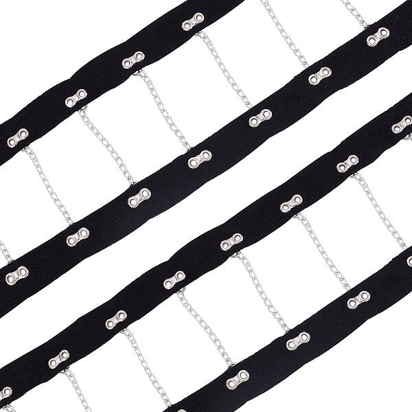 2 Yards Steel Riveted Hook & Eye Tape with Iron Chain