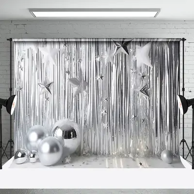Aperturee Silver Disco Stage Confetti Photography Backdrop