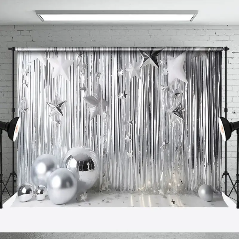 Aperturee Silver Disco Stage Confetti Photography Backdrop
