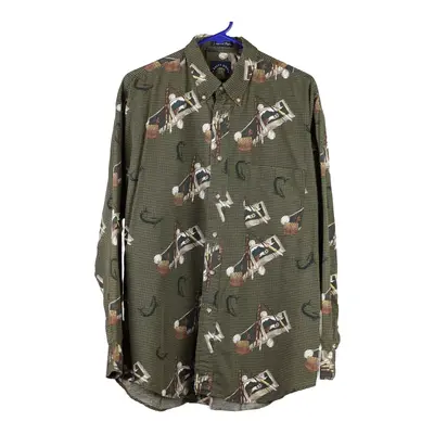 Salty Dog Patterned Shirt - Large Green Cotton Blend