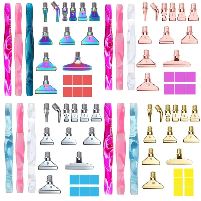 Diamond Arts Colorful Painting Pen Kit, Including 3 Counts Pens, 12pcs Pen Tips and 6 Counts Wax, Multi-functional DIY Pen Se...