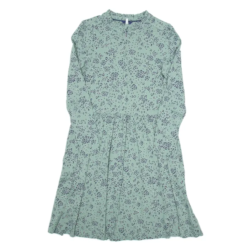JOULES Womens A-Line Dress Green Floral Long Sleeve Knee Length UK 10