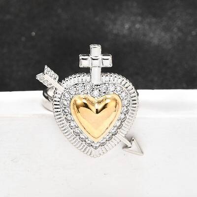 Gothic Style Brass Micro Pave Clear Cubic Zirconia Cuff Rings for Women