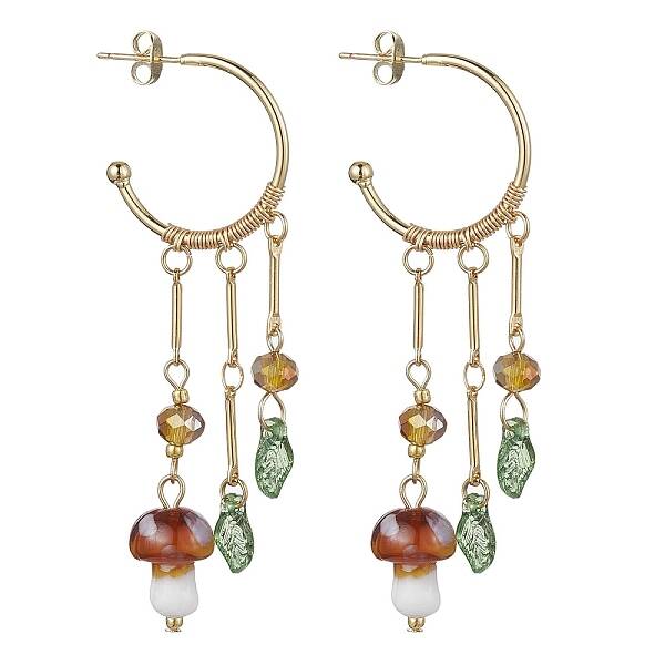 Golden 304 Stainless Steel Half Hoop Earrings