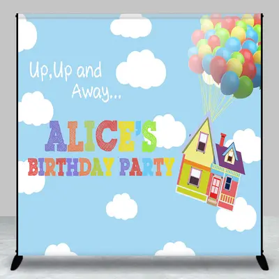 Cartoon Sky Clouds Balloon Custom Birthday Backdrop - Aperturee