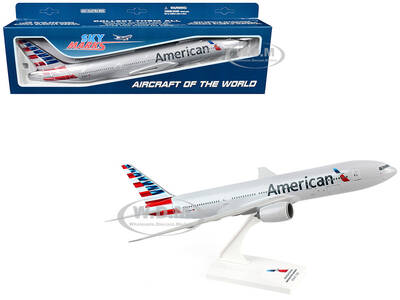 Boeing 777-200 Commercial Aircraft American Airlines (N775AN) Gray with Striped Tail (Snap-Fit) 1/200 Plastic Model by Skym...