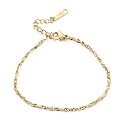 304 Stainless Steel Singapore Chain Bracelets for Women