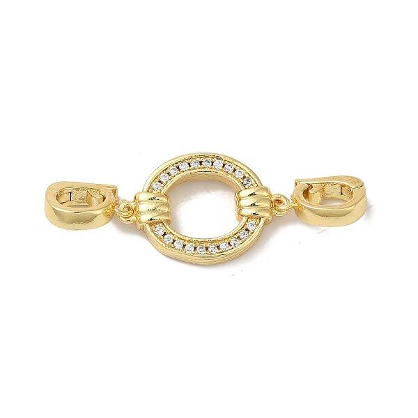 Rack Plating Brass Micro Pave Clear Cubic Zirconia Fold Over Clasps
