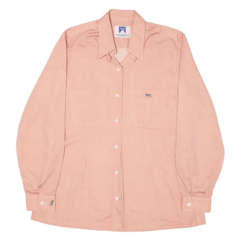 VACA LECHERA Plain Shirt Pink 90s Long Sleeve Womens M